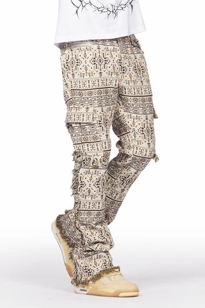 ayami red slim tapestry flare jean