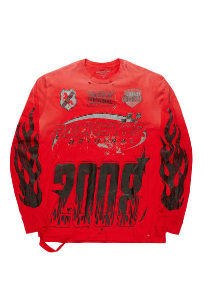 Amos red long sleeve graphic t-shirt