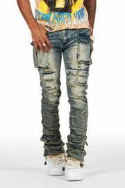 gentry tint blue stacked flare jean