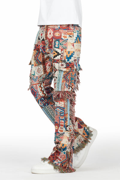 percy multi tapestry slim flare jean