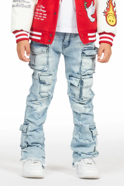 boys gentry beige stacked flare jean