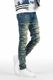 waylon rustic blue frayed slim fit jean