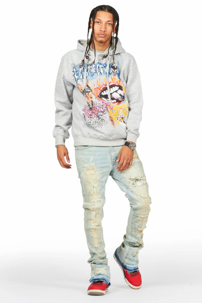 holibert light blue stacked flare jean