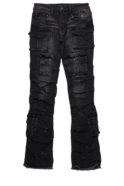 boys gentry beige stacked flare jean