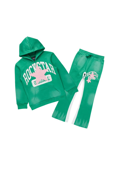 girls khaly green track set
