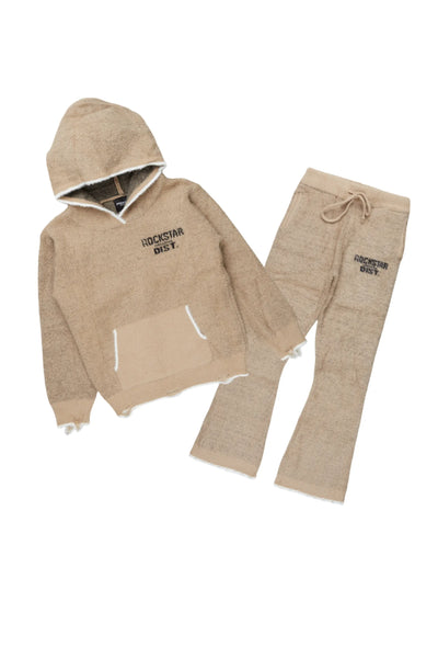 Girls Lake Mohair Beige Knit Track Set – Cozy & Trendy