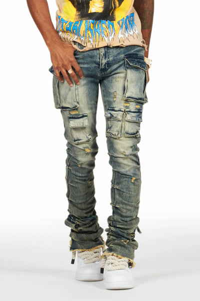 gentry blue stacked flare jean