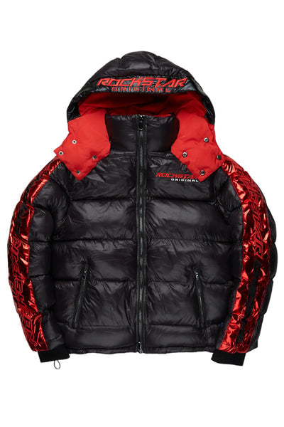 metallic royal blue alasia puffer jacket
