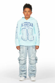 boys fields red mohair hoodie/baggy cargo jean set