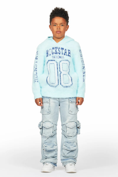 boys fields red mohair hoodie/baggy cargo jean set