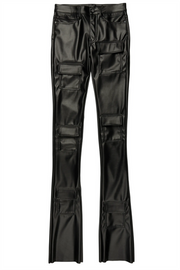 petrus red pu stacked flare leather jean