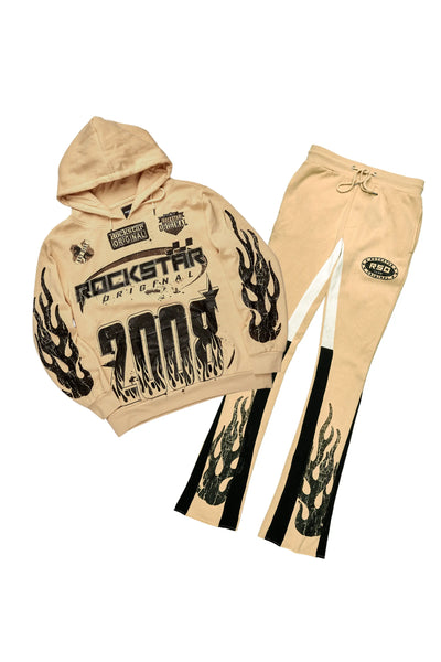 amos royal blue stacked flare hoodie track set