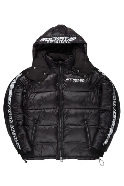 metallic royal blue alasia puffer jacket