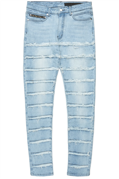 waylon rustic blue frayed slim fit jean