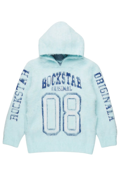 girls fields light blue graphic mohair hoodie