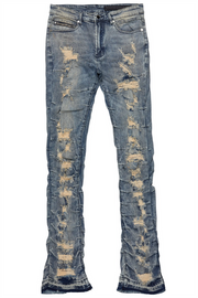 mercol blue stacked flare jean