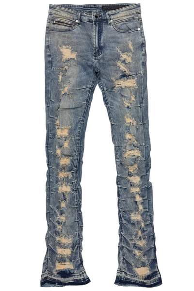 mercol blue stacked flare jean