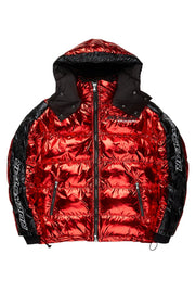 metallic royal blue alasia puffer jacket