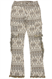 ayami red slim tapestry flare jean