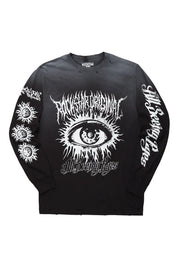 All seeing eyes white long sleeve graphic t-shirt