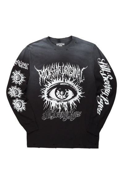 All seeing eyes white long sleeve graphic t-shirt