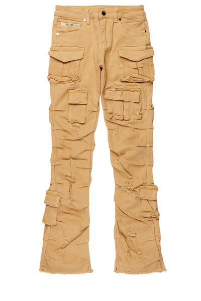 boys gentry beige stacked flare jean