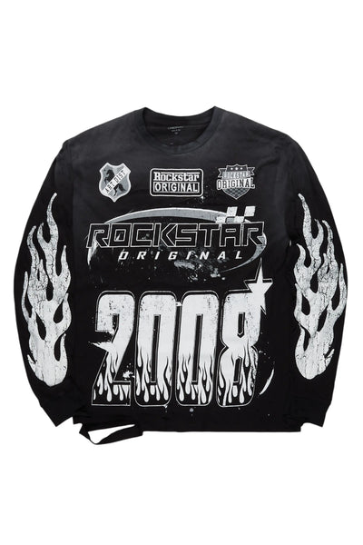Amos black/white long sleeve graphic t-shirt