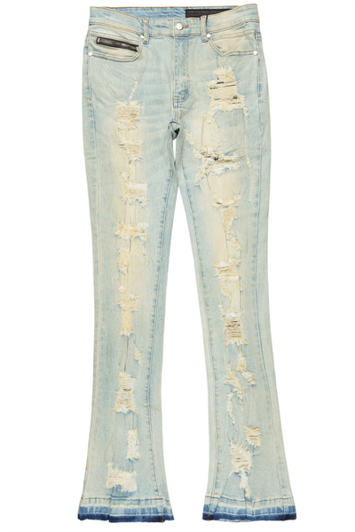 holibert light blue stacked flare jean