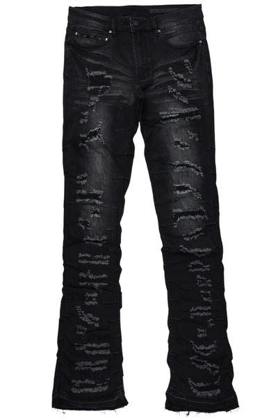 mercol blue stacked flare jean