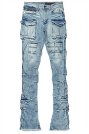 gentry blue stacked flare jean