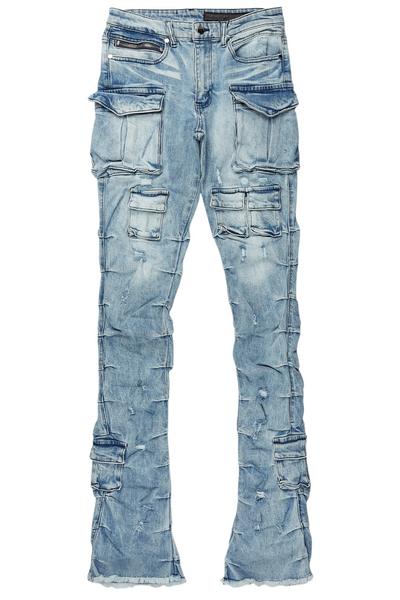 gentry blue stacked flare jean