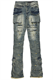 gentry tint blue stacked flare jean