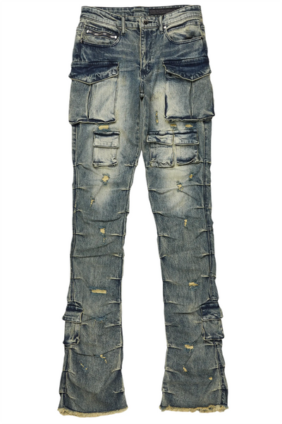 gentry tint blue stacked flare jean