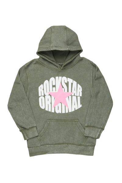 Girls Mia Vintage Green Graphic Hoodie – Trendy & Cozy