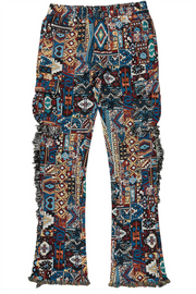 ayami red slim tapestry flare jean
