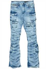 gentry tint blue stacked flare jean