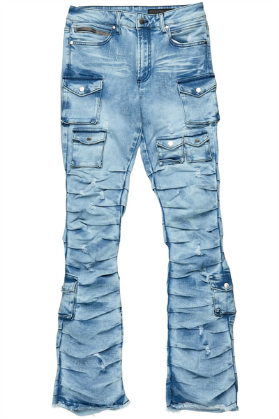 gentry tint blue stacked flare jean