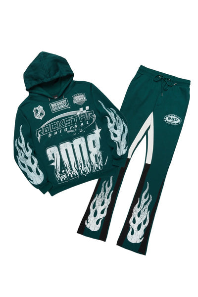 amos royal blue stacked flare hoodie track set