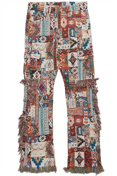 percy multi tapestry slim flare jean