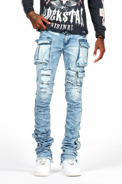 gentry blue stacked flare jean