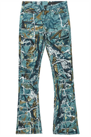 shake tree camo stacked flare jean