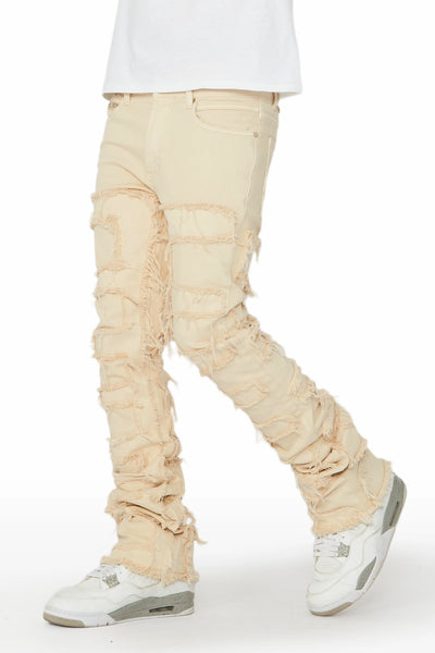 shake tree camo stacked flare jean