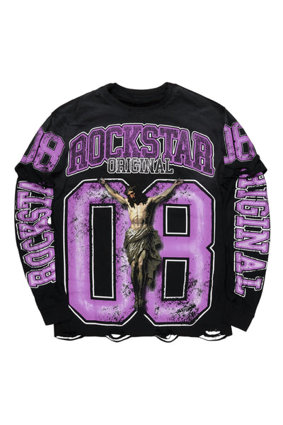 Tariqa Black/Purple Double Layer Tee – Streetwear