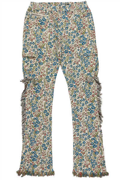 ayami red slim tapestry flare jean