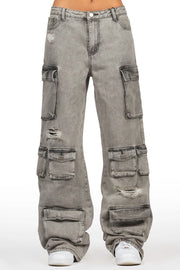 jahmani grey wash wide leg jean