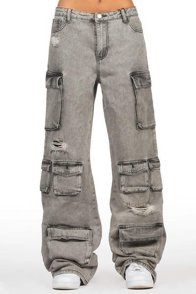 jahmani grey wash wide leg jean