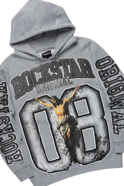 fields grey/white stack flare hoodie track set