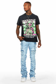 gentry tint blue stacked flare jean