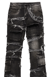 boys yves tree camo stacked flare cargo jean