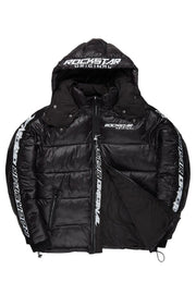 metallic royal blue alasia puffer jacket